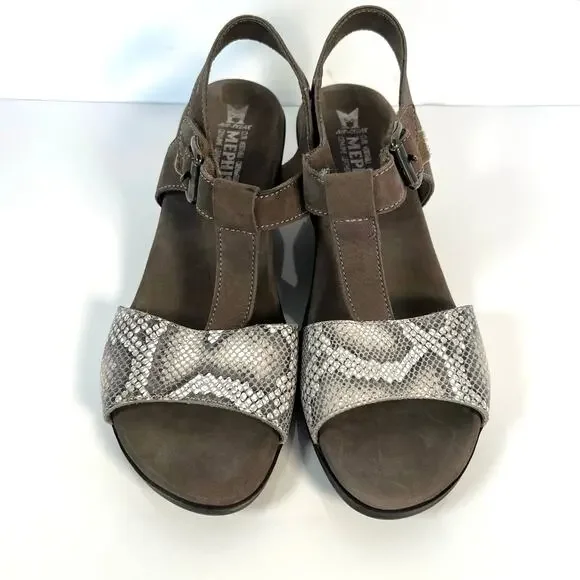 Mephisto women’s leather snake skin print adjustable straps sandals shoes. - Picture 2 of 6